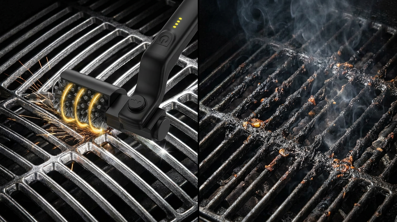 GrillMate before and after clean grill grates